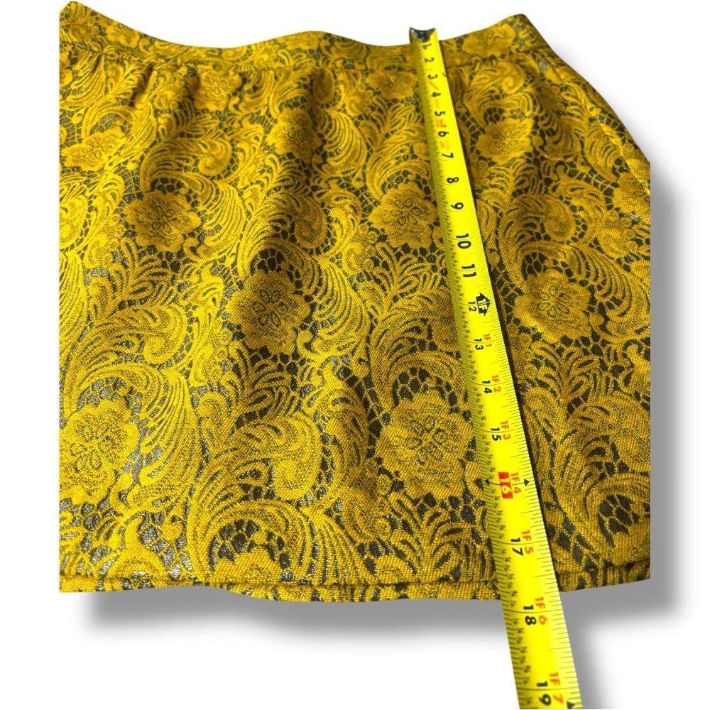 Banana Republic Yellow/Gold Brocade Patterned High Waist Bubble Mini Skirt - Picture 9 of 14